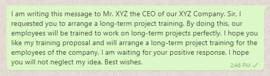 Employee Training Proposal Message